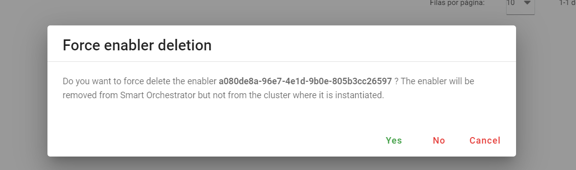 Force deletion of an enabler
