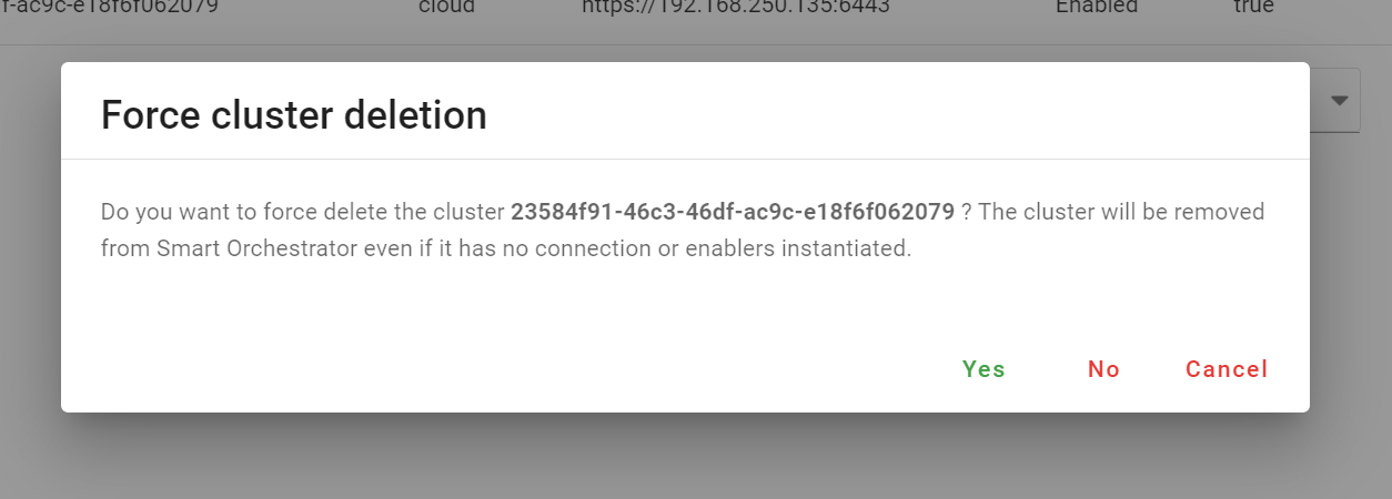 Force deletion of a registered K8s cluster