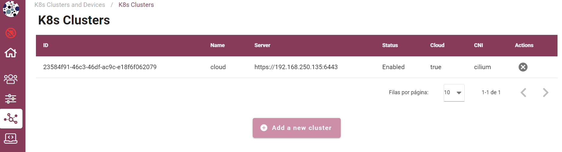 Devices management user interface